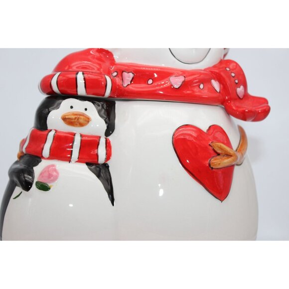 Snowman and Penguin Cookie Jar - made by Crazed Ceramic - Picture 5 of 6